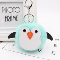 Peluche porte-clés, avec cuir PU & fer, pingouin, Placage de couleur argentée, Mignon, plus de couleurs à choisir, 100mm, Vendu par PC