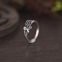 Zinc Alloy Finger Ring, Rose, antique silver color plated & for woman 