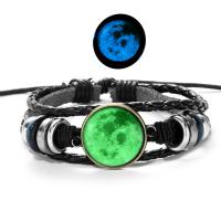 Zinklegierung Armband, mit PU Leder & Glas, plattiert, Zeit Edelstein Schmuck & unisex & einstellbar & verschiedene Muster für Wahl & 3-Strang, 20mm, Länge:ca. 7 ZollInch, verkauft von Strang