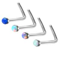 Edelstahl Nasepiercing Schmuck, mit Opal, unisex, 0.8mm, 2.5mm, 7mm, 4PCs/Menge, verkauft von Menge