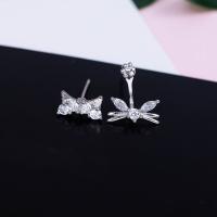 Argent sterling 925 Boucles d’oreilles asymétriques stud, chat, pavé de micro zircon & pour femme Vendu par paire