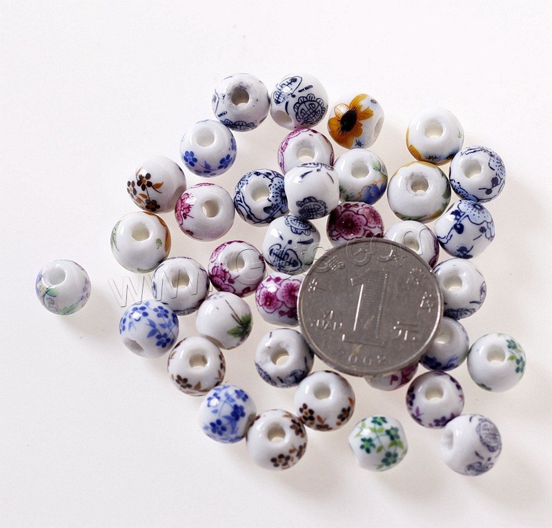 Porcelain Beads, Drum, different size for choice, mixed colors, Hole:Approx 2mm, 50PCs/Bag, Sold By Bag