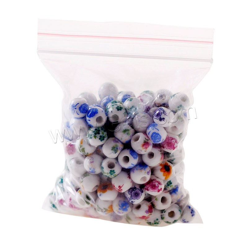 Porzellan Perle, Trommel, verschiedene Größen vorhanden, gemischte Farben, Bohrung:ca. 2mm, 50PCs/Tasche, verkauft von Tasche