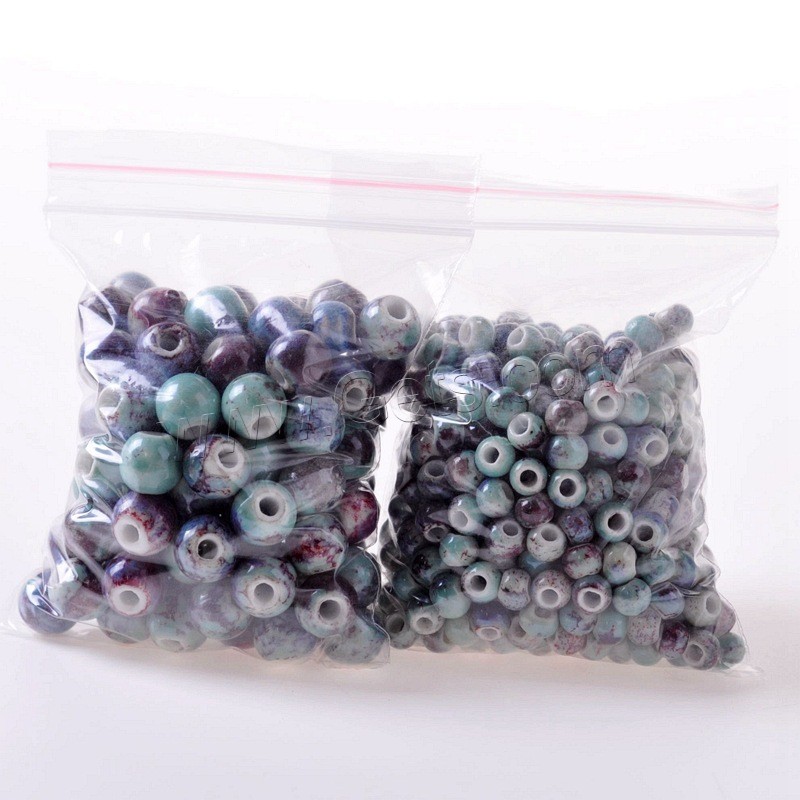 Porzellan Perle, Trommel, verschiedene Größen vorhanden, Bohrung:ca. 2mm, 50PCs/Tasche, verkauft von Tasche