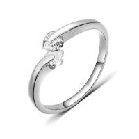 Zirkonia Messing Finger Ring, platiniert, mit kubischem Zirkonia, 4mm, Größe:7, verkauft von PC