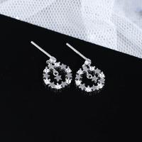 Silver Earring Zircon pavent Sterling, Argent sterling 925, étoile, pavé de micro zircon & pour femme & creux Vendu par paire