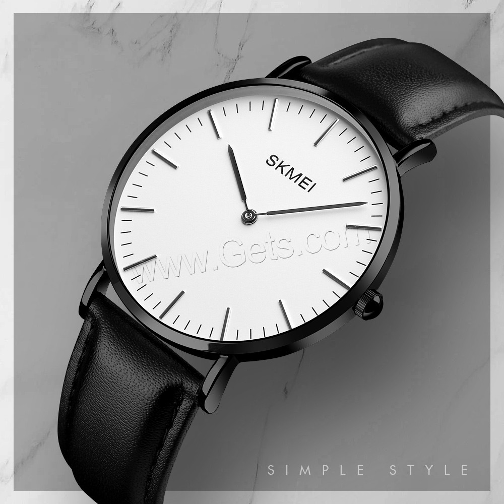 Montre à bijoux pour homme SKmei®, cuir de peau de vache, avec cadran en alliage de zinc & verre, Placage, réglable & styles différents pour le choix, plus de couleurs à choisir, Vendu par PC