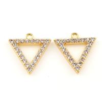 Cubic Zirconia Micro Pave Brass Pendant, Triangle, real gold plated, micro pave cubic zirconia, nickel, lead & cadmium free Approx 1mm 