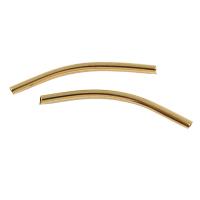 metal abalorios de tubo curvado, chapado en oro real, libre de níquel, plomo & cadmio, 33x3mm, agujero:aproximado 2mm, Vendido por UD