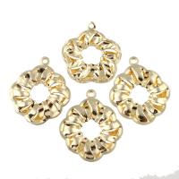 Pendentifs en laiton de fleur, Plaqué d'or, creux, protéger l'environnement, sans nickel, plomb et cadmium Environ 2.5mm, Vendu par PC