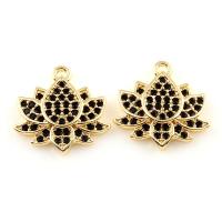 Pendentifs en laiton de fleur, Plaqué d'or, pavé de micro zircon, protéger l'environnement, sans nickel, plomb et cadmium Environ 2mm, Vendu par PC