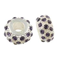 Rhinestone Zinc Alloy European Beads, silver color plated, without troll & with rhinestone, lead & cadmium free Approx 5mm 