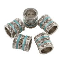 Strass Zink Legierung Europa Perlen, Zinklegierung, Platinfarbe platiniert, ohne troll & Emaille & mit Strass & großes Loch, frei von Blei & Kadmium, 14x13mm, Bohrung:ca. 9mm, 10PCs/Tasche, verkauft von Tasche