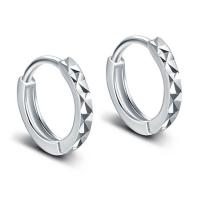 Brass Huggie Hoop Earring, platinum plated, for woman, white, nickel, lead & cadmium free, 10mm 