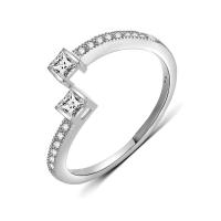 Zirkonia Messing Finger Ring, platiniert, mit kubischem Zirkonia, 4x3mm, Größe:8, verkauft von PC