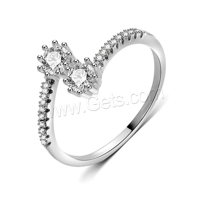 Befestigter Zirkonia Messingring Fingerring, Messing, platiniert, verschiedene Größen vorhanden & Micro pave Zirkonia, frei von Nickel, Blei & Kadmium, 5mm, verkauft von PC