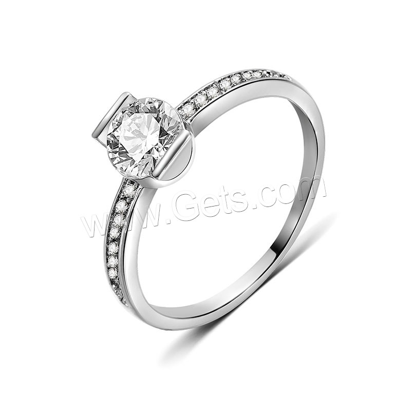 Cubic Zircon Brass Finger Ring, platinum plated, different size for choice & with cubic zirconia, 8x6mm, Sold By PC