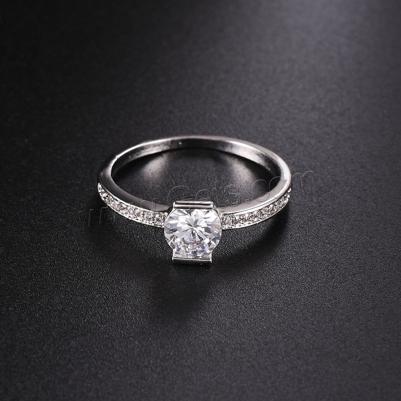 Cubic Zircon Brass Finger Ring, platinum plated, different size for choice & with cubic zirconia, 8x6mm, Sold By PC