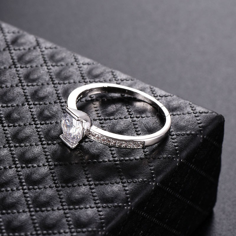 Cubic Zircon Brass Finger Ring, platinum plated, different size for choice & with cubic zirconia, 8x6mm, Sold By PC