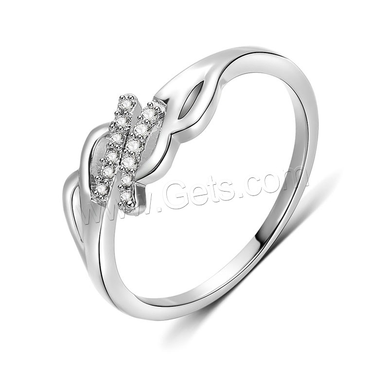 Befestigter Zirkonia Messingring Fingerring, Messing, platiniert, verschiedene Größen vorhanden & Micro pave Zirkonia, 12x4mm, verkauft von PC