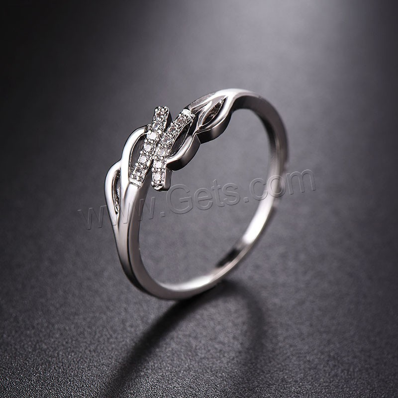 Befestigter Zirkonia Messingring Fingerring, Messing, platiniert, verschiedene Größen vorhanden & Micro pave Zirkonia, 12x4mm, verkauft von PC