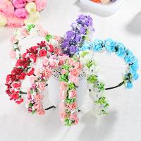 Children Hair Band, Iron, with Seedbead & PE Foam & Cloth, Flower Bud, Girl 170-190mm 