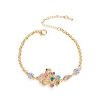 Circonita Aleación de zinc pulsera, con 55mm extender cadena, Cisne, chapado en color dorado, micro arcilla de zirconia cúbica & para mujer, 25x20mm, longitud:aproximado 6.8 Inch, Vendido por Sarta