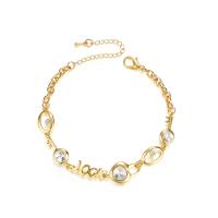 Circonita Aleación de zinc pulsera, con 55mm extender cadena, chapado en color dorado, micro arcilla de zirconia cúbica & para mujer, 22x8mm, longitud:aproximado 6.18 Inch, Vendido por Sarta