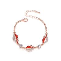 Circonita Aleación de zinc pulsera, con 55mm extender cadena, Labios, chapado en color rosa dorada, micro arcilla de zirconia cúbica & para mujer, 23x12mm, longitud:aproximado 6.18 Inch, Vendido por Sarta