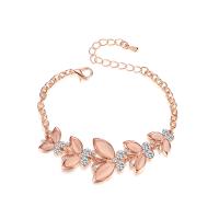 Circonita Aleación de zinc pulsera, con 55mm extender cadena, Mariposa, chapado en color rosa dorada, micro arcilla de zirconia cúbica & para mujer, 17x23mm, longitud:aproximado 6.18 Inch, Vendido por Sarta