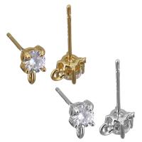 composant de goutte de boucle d'oreille en laiton, Placage, avec boucle & pavé de micro zircon, plus de couleurs à choisir 0.8mm Environ 1mm, Vendu par PC