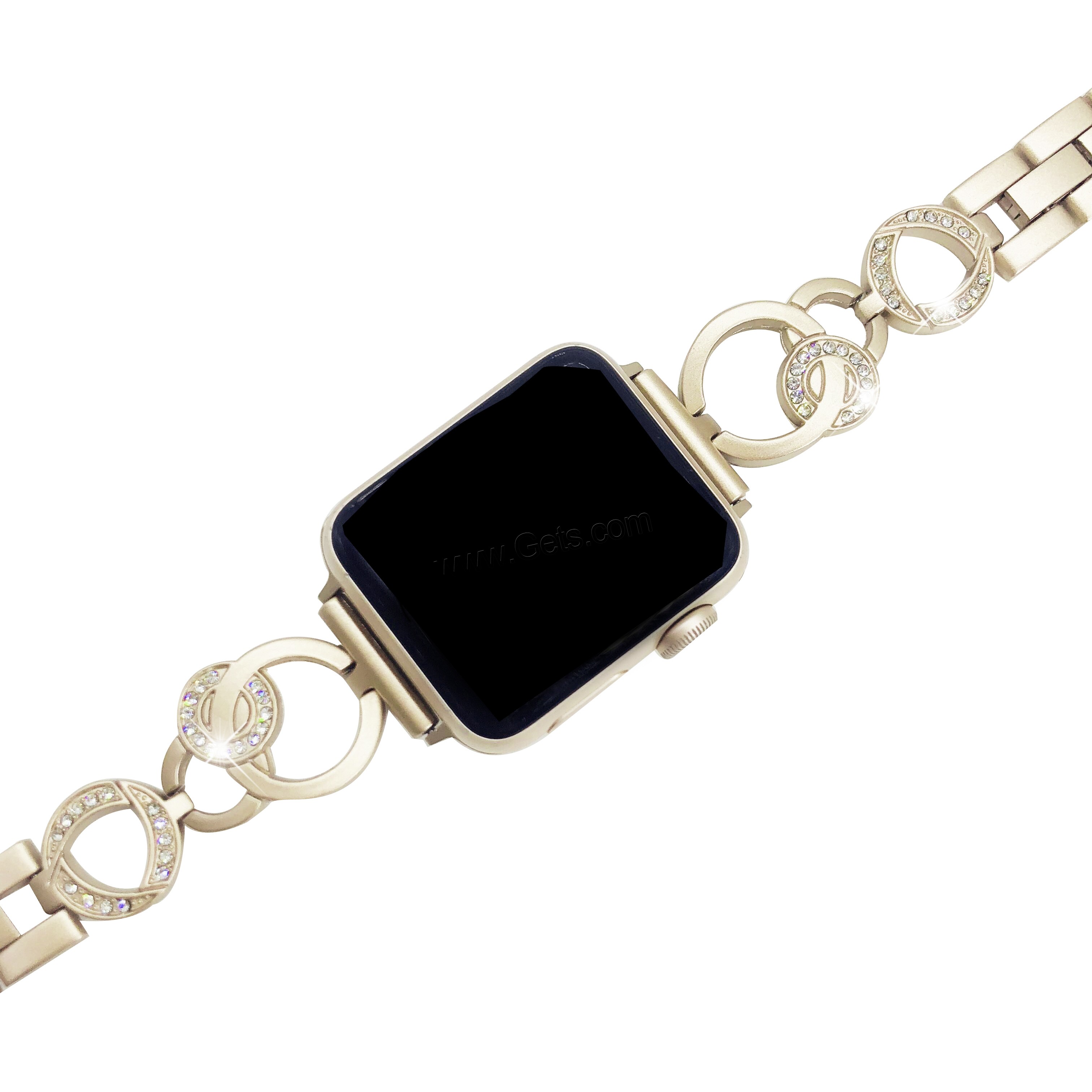 alliage de zinc bracelet de montre, Placage, pour Apple Watch & normes différentes pour le choix & avec strass, plus de couleurs à choisir, Longueur:Environ 7 pouce, Vendu par brin