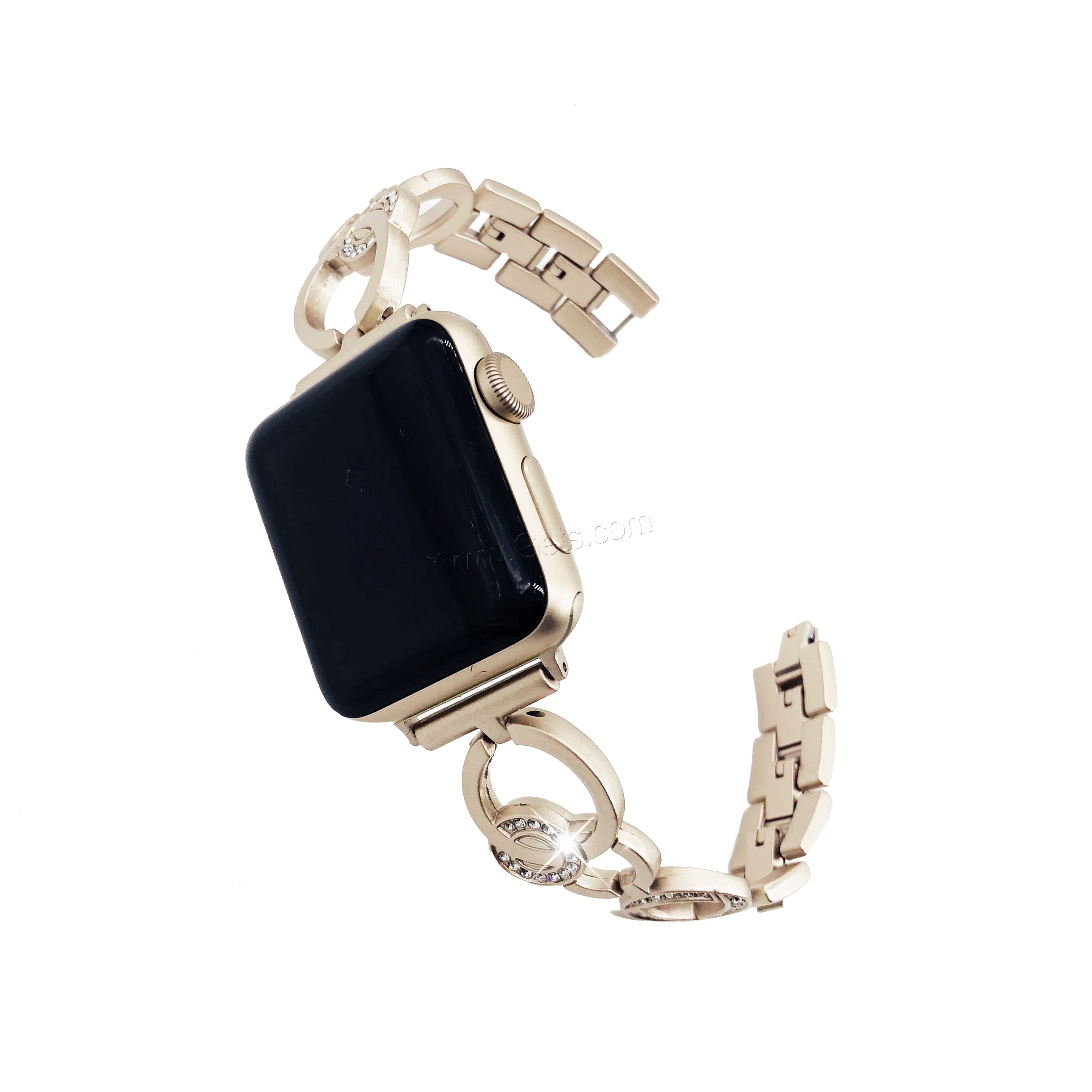 alliage de zinc bracelet de montre, Placage, pour Apple Watch & normes différentes pour le choix & avec strass, plus de couleurs à choisir, Longueur:Environ 7 pouce, Vendu par brin