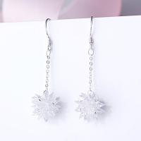 Boucles d'oreilles en laiton zircon cubique, avec zircon cubique, Plaqué de platine, pour femme, protéger l'environnement, sans nickel, plomb et cadmium Vendu par paire