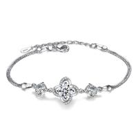 Cubes bracelets en laiton zircone, avec 3.5cm chaînes de rallonge, Plaqué de platine, pour femme & avec zircone cubique & avec strass, plus de couleurs à choisir, protéger l'environnement, sans nickel, plomb et cadmium Environ 6.3 pouce, Vendu par brin