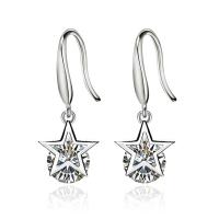 Boucles d'oreilles en laiton zircon cubique, Plaqué de platine, pour femme & avec zircone cubique, protéger l'environnement, sans nickel, plomb et cadmium Vendu par paire