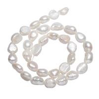 Perle comme Pommes de terre perles d'eau douce, perle d'eau douce cultivée, pomme de terre, naturel, blanc, 9-10mm Environ 0.8mm Environ 14.5 pouce, Vendu par brin