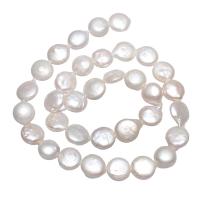 Perlas Moneda Freshwater, Perlas cultivadas de agua dulce, Redondo aplanado, natural, Blanco, 10-11mm, agujero:aproximado 0.8mm, longitud:aproximado 15.3 Inch, Vendido por Sarta