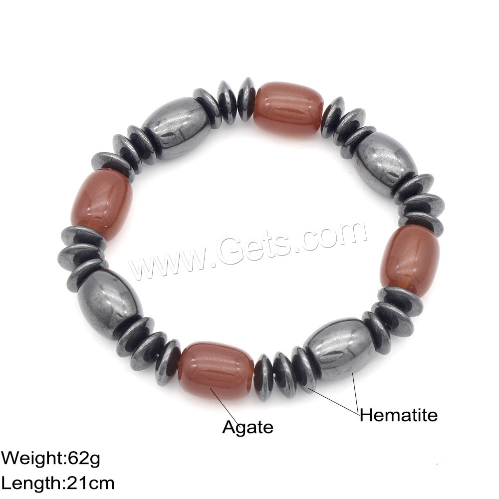 Hämatit Armband, mit Achat, unterschiedliche Länge der Wahl & unisex, keine, verkauft von Strang