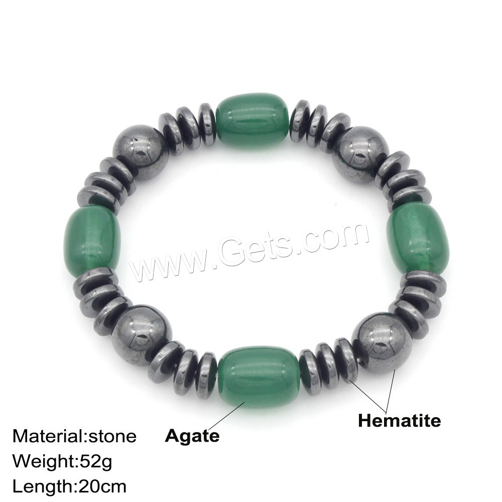 Hämatit Armband, mit Achat, unterschiedliche Länge der Wahl & unisex, keine, verkauft von Strang