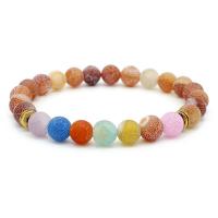 agate effleurant bracelet, avec alliage de zinc, Placage de couleur d'or, unisexe, plus de couleurs à choisir, 8mm Environ 7.2 pouce, Vendu par brin