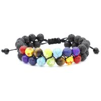 Lava Bracelet, with Gemstone & Nylon Cord, Unisex & adjustable, 8mm Approx 7.4 Inch 