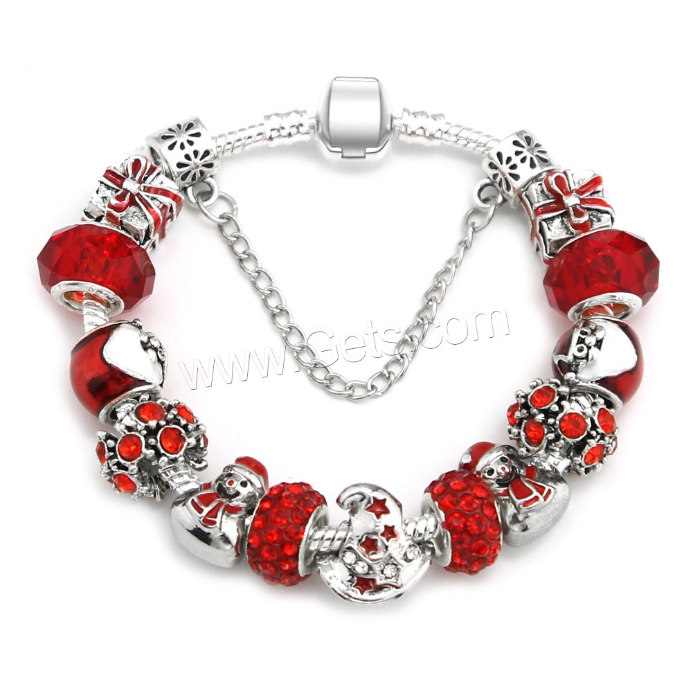 alliage de zinc bracelet European, avec argile & chalumeau, Placage de couleur argentée, longueur différente pour le choix & chaîne serpent & pour femme & émail, Longueur:Environ 6.7-8.6 pouce, Vendu par brin