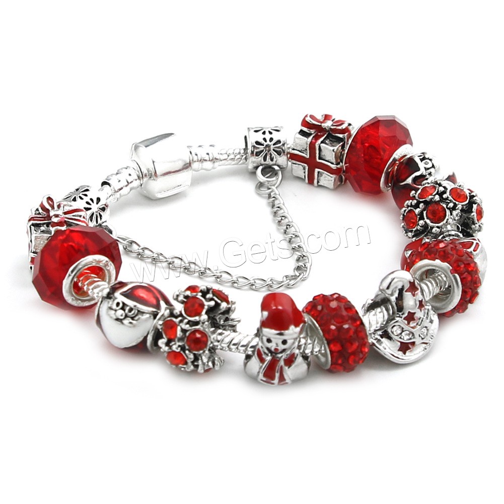 alliage de zinc bracelet European, avec argile & chalumeau, Placage de couleur argentée, longueur différente pour le choix & chaîne serpent & pour femme & émail, Longueur:Environ 6.7-8.6 pouce, Vendu par brin