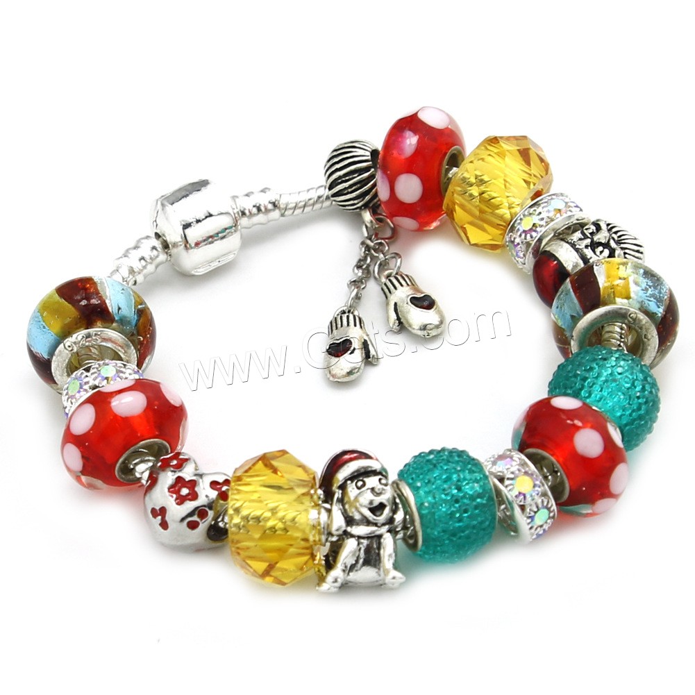 alliage de zinc bracelet European, avec argile & cristal & chalumeau, Plaqué de couleur d'argent, longueur différente pour le choix & chaîne serpent & pour femme & émail, Vendu par brin