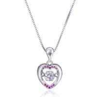 Sterling Silver Heart Pendants, 925 Sterling Silver, silver color plated, with rhinestone Approx 3-5mm 