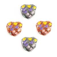 Perles de gros trou en alliage de zinc, coeur, Placage, émail, plus de couleurs à choisir, sans plomb et cadmium Environ 6mm Vendu par sac