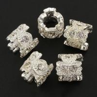 Strass Zink Legierung Europa Perlen, Zinklegierung, silberfarben plattiert, ohne troll & mit Strass & großes Loch, 11x12mm, Bohrung:ca. 6mm, 10PCs/Tasche, verkauft von Tasche