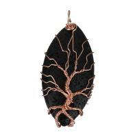 lave volcanique Pendentif, avec laiton, olivâtre, Plaqué de couleur d'or rose Environ Vendu par PC