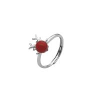 Plata de ley 925 anillo, con Coral, chapado en color de plata, para mujer, tamaño:7, Vendido por UD